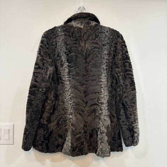 Bisang Couture Fur Mink Coat Small Black Gray Lined Outerwear Button Stripe - Picture 8 of 10
